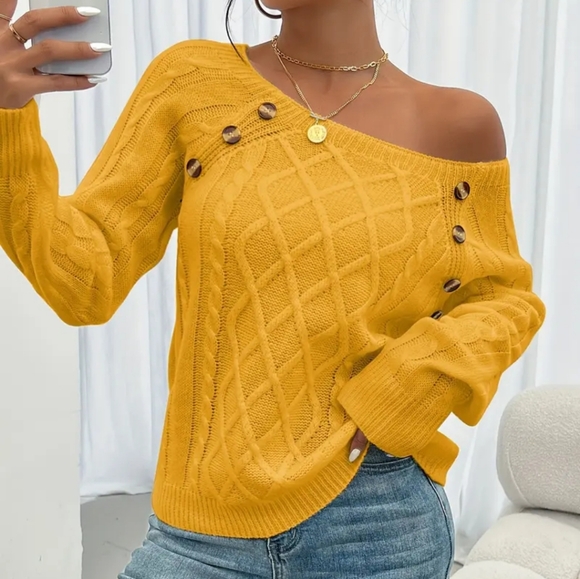 New- Yellow knit sweater - Picture 2 of 3